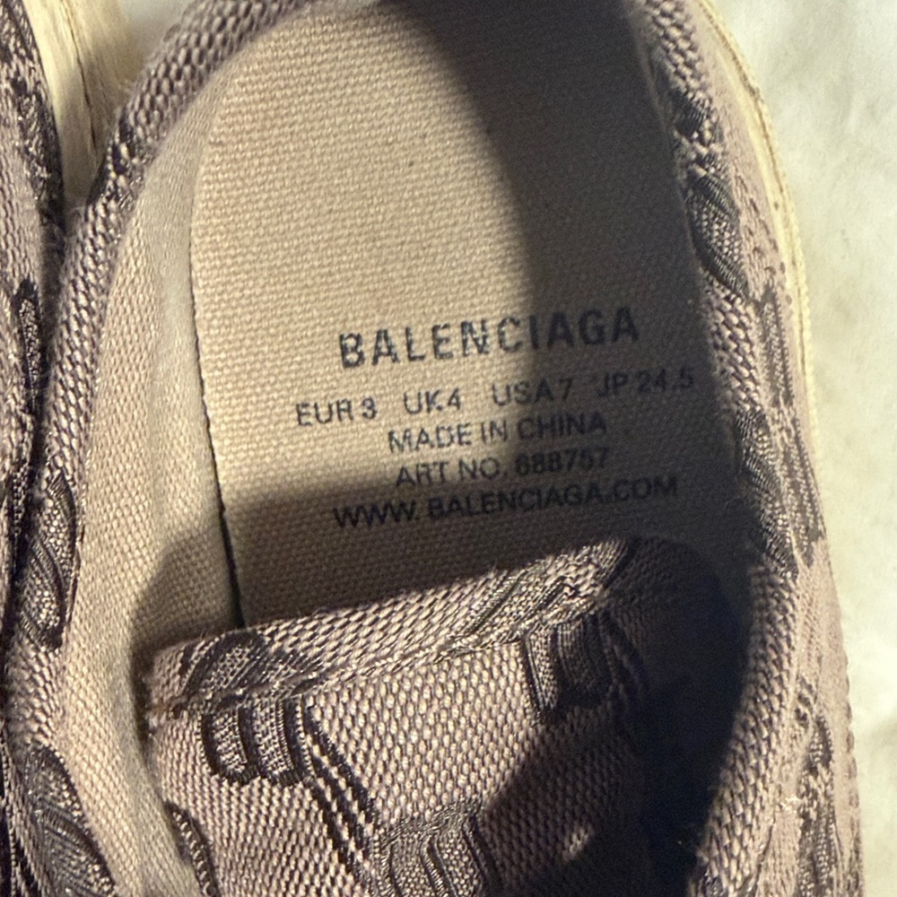 Balenciaga Brown Canvas Logo Low-Top Sneakers with Cream Soles - Picture 4 of 5